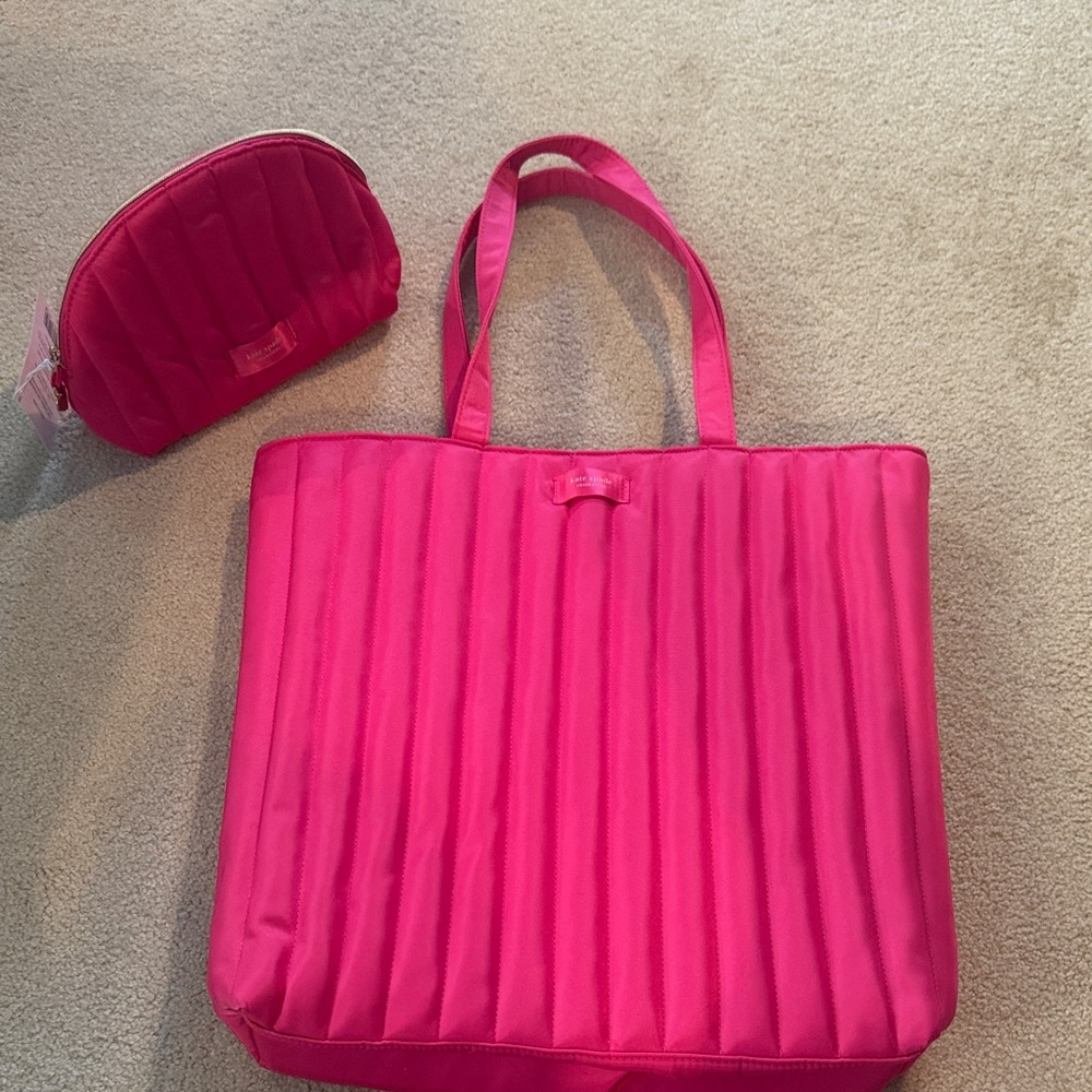 kate spade Hot Pink Quilted Tote with Matching Pouch